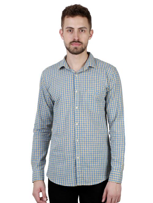 yellow checkered casual shirt - 16484198 - Standard Image - 1