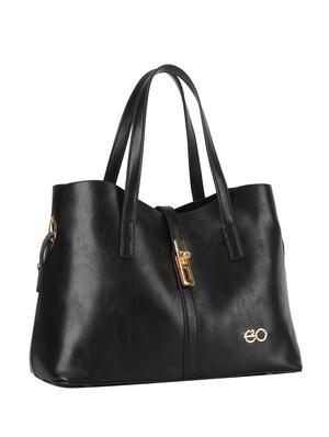 black leatherette (pu) regular handbag - 16484460 - Standard Image - 4