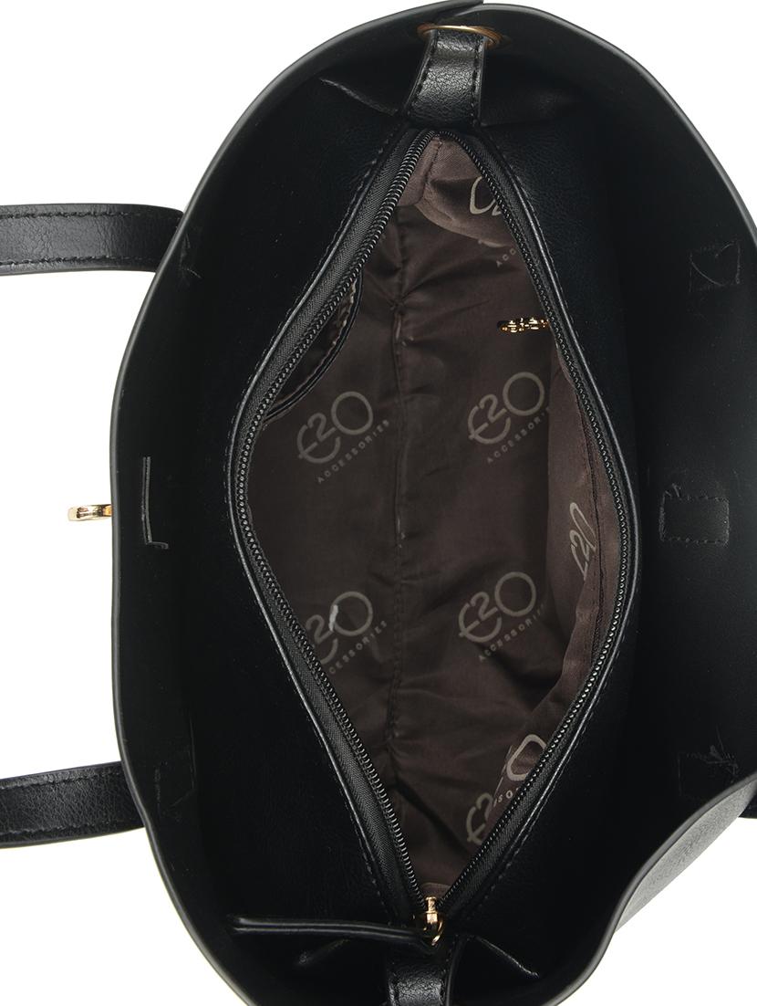 black leatherette (pu) regular handbag - 16484460 - Zoom Image - 3