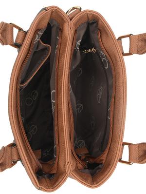 brown leatherette (pu) regular handbag - 16484463 - Standard Image - 3