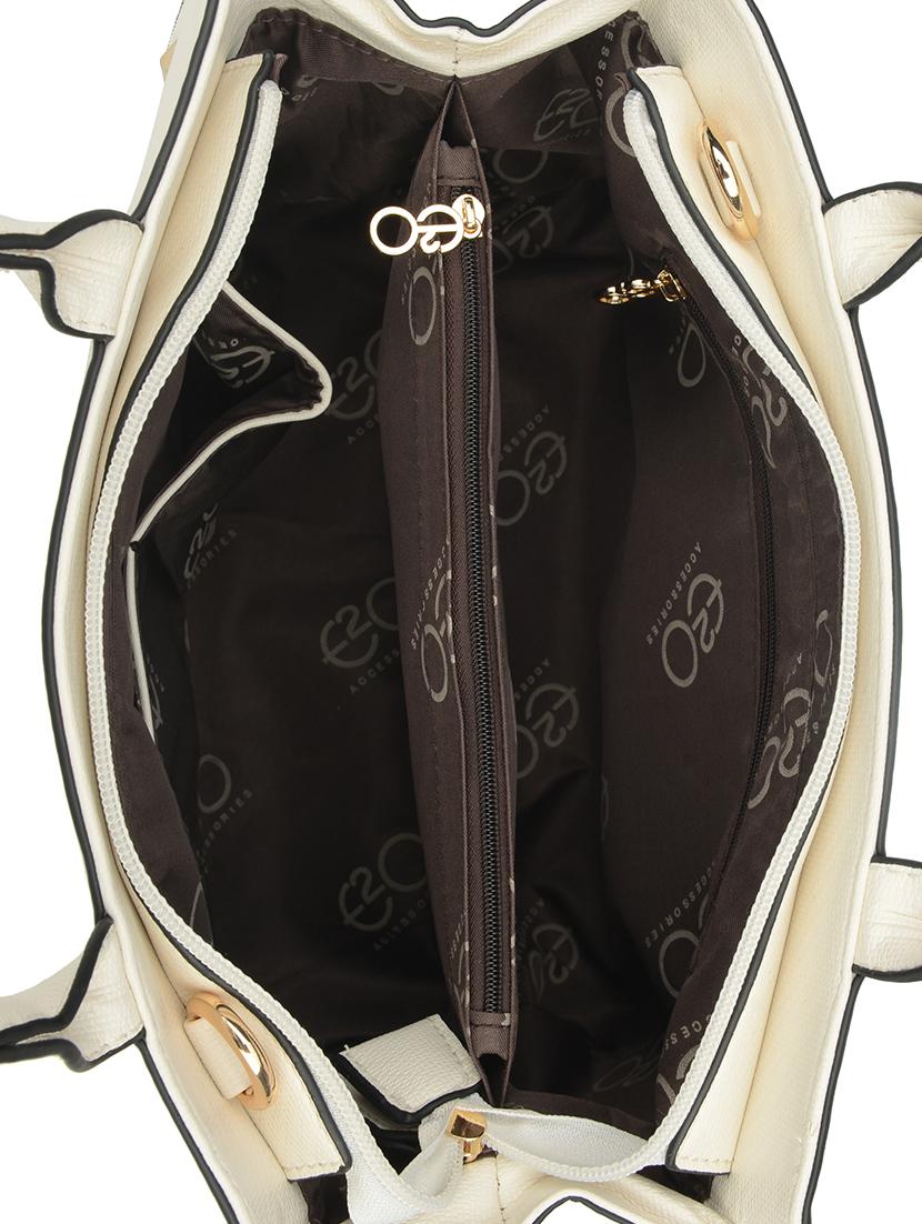 cream leatherette (pu) regular handbag - 16484473 - Zoom Image - 3