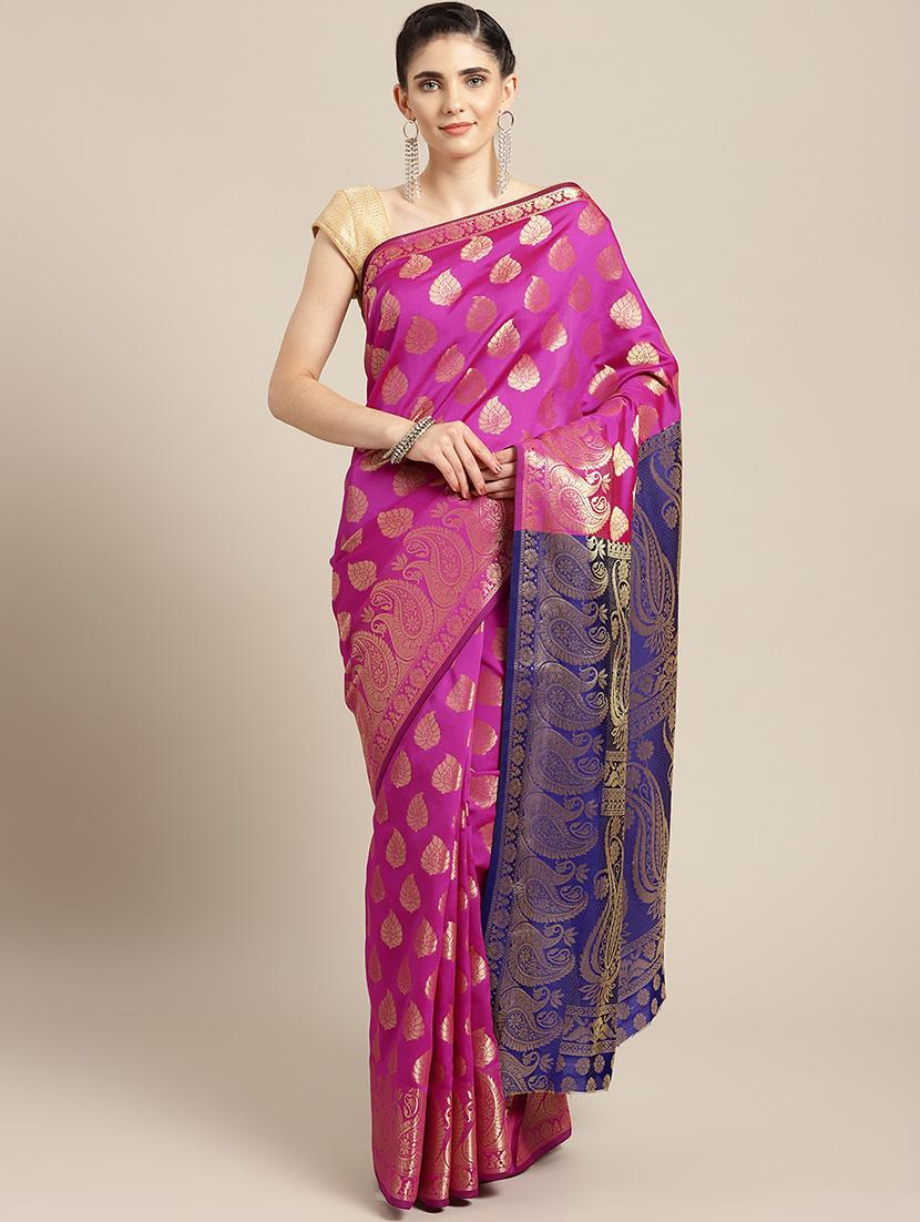 paisley brocade saree with blouse - 16484518 - Zoom Image - 1