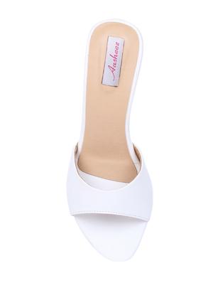 white leatherette slip on sandals - 16484689 - Standard Image - 3