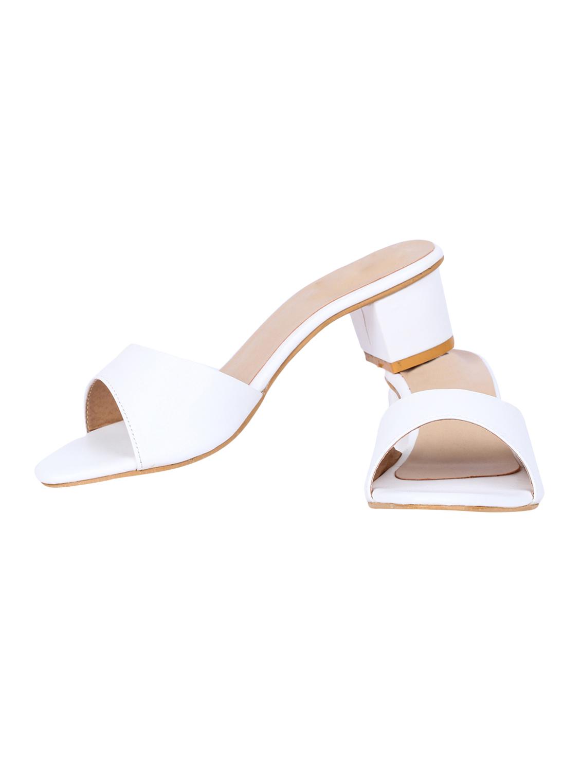 white leatherette slip on sandals - 16484689 - Zoom Image - 2