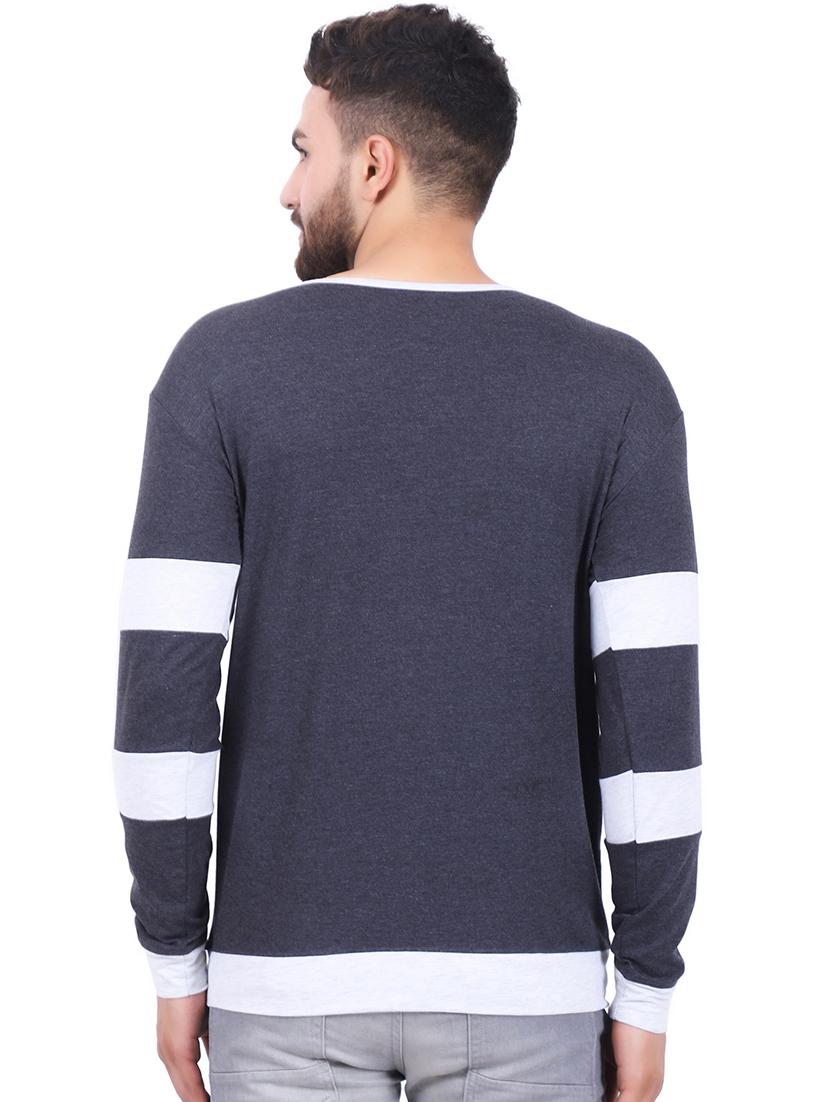 blue color block cut & sew t-shirt - 16485066 - Zoom Image - 3