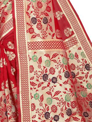zari motifs banarasi saree with blouse - 16485158 - Standard Image - 3