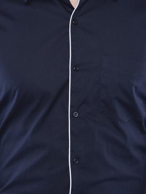 navy blue solid formal shirt - 16485250 - Standard Image - 4