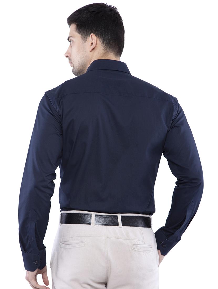 navy blue solid formal shirt - 16485250 - Zoom Image - 3