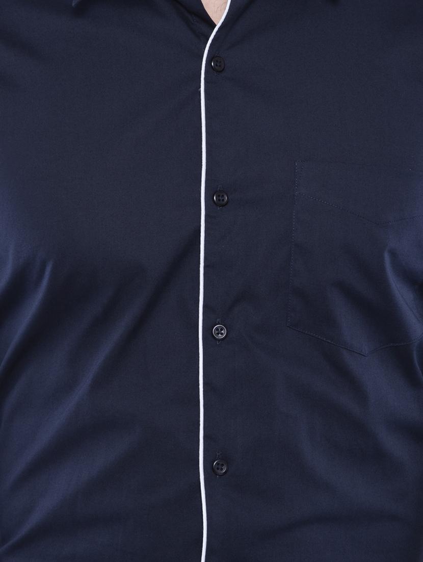 navy blue solid formal shirt - 16485250 - Zoom Image - 4