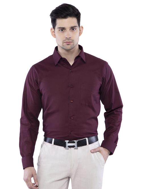 maroon solid formal shirt - 16485260 - Standard Image - 1