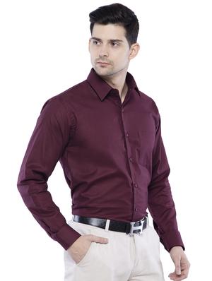 maroon solid formal shirt - 16485260 - Standard Image - 2