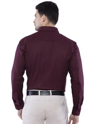 maroon solid formal shirt - 16485260 - Standard Image - 3
