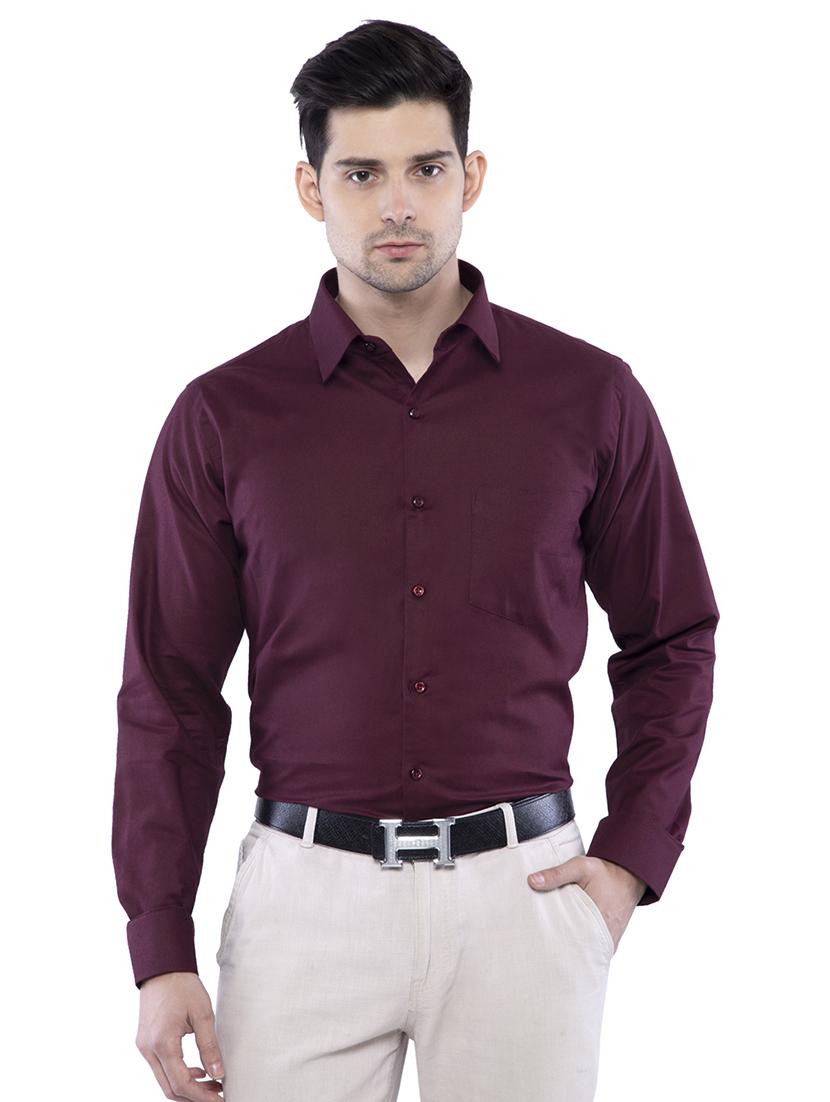 maroon solid formal shirt - 16485260 - Zoom Image - 1