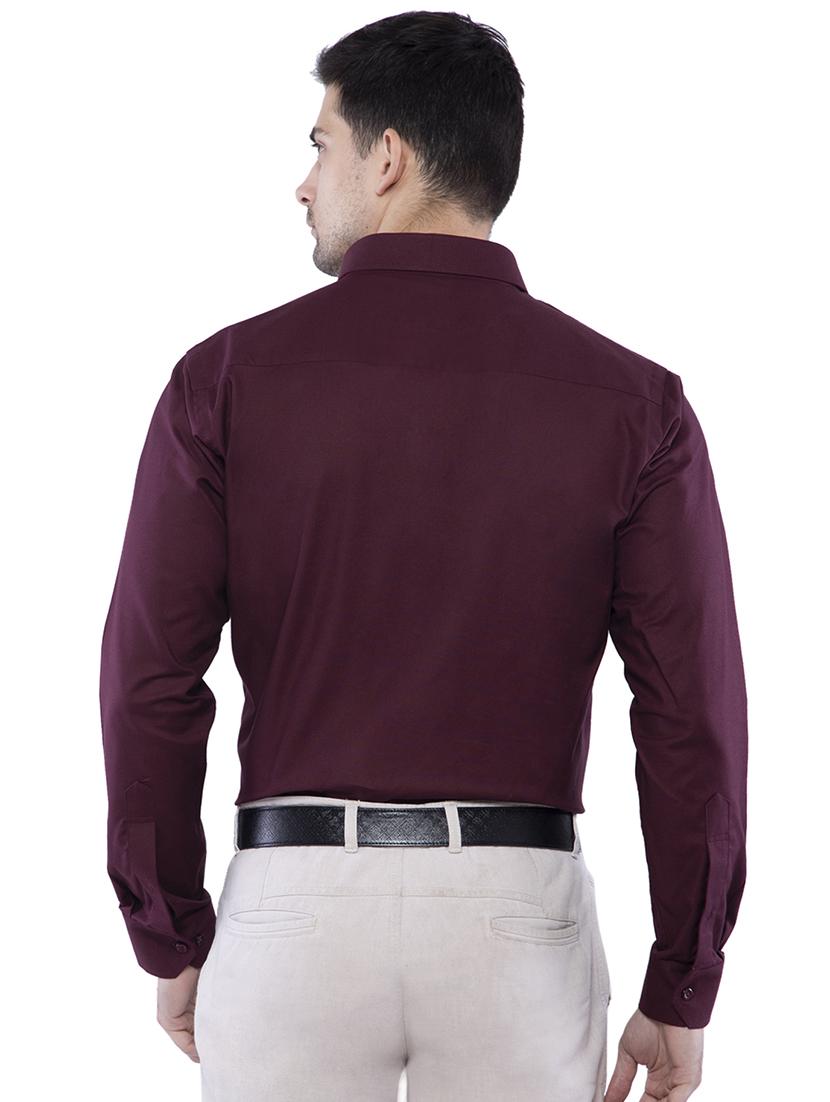 maroon solid formal shirt - 16485260 - Zoom Image - 3