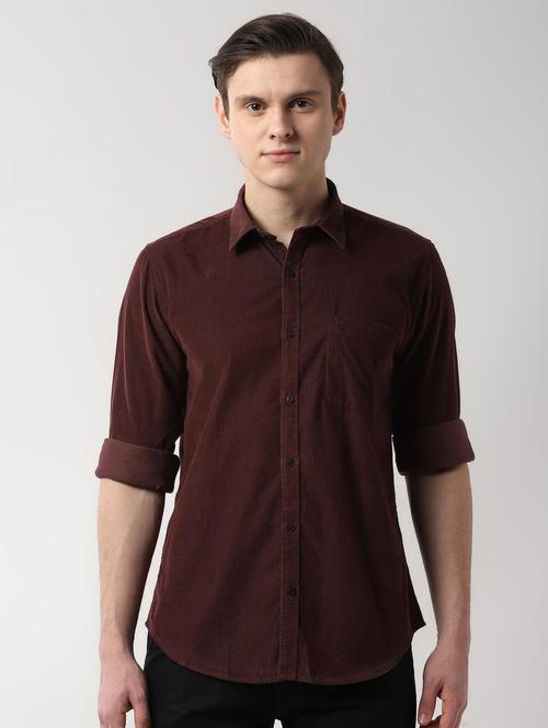 red solid corduroy shirt - 16485724 - Standard Image - 1