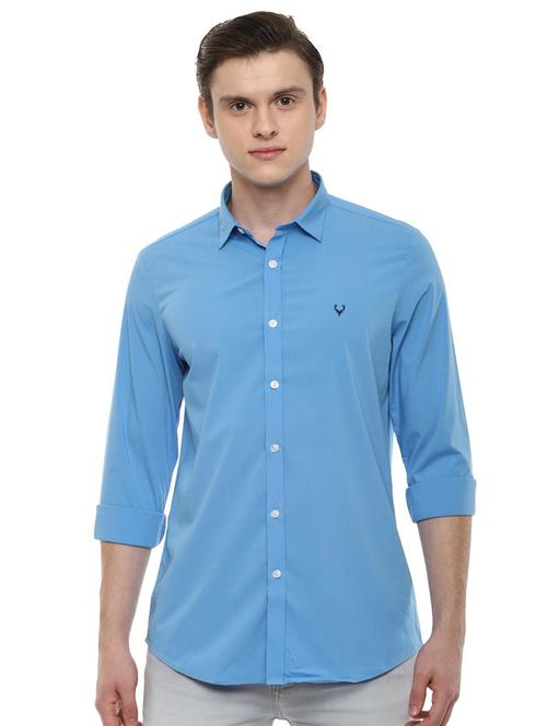 light blue solid casual shirt - 16485758 - Very Small Image - 1