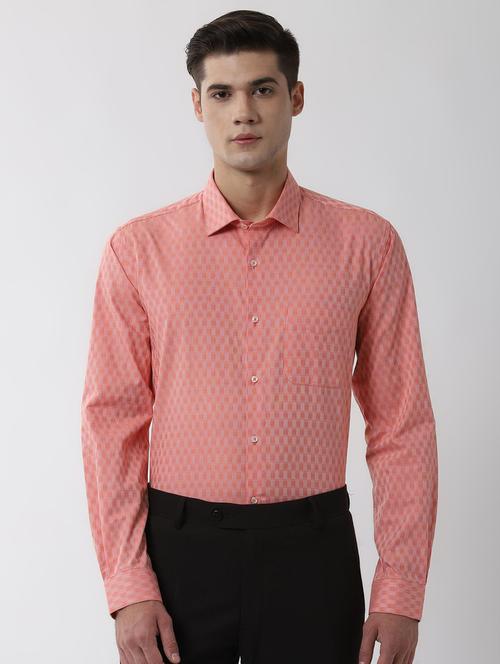orange self design formal shirt - 16485798 - Very Small Image - 1
