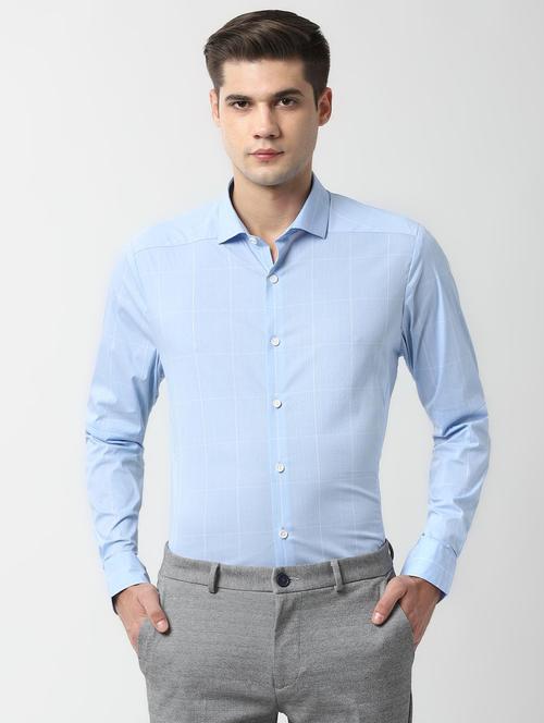 blue checkered formal shirt - 16485811 - Standard Image - 1