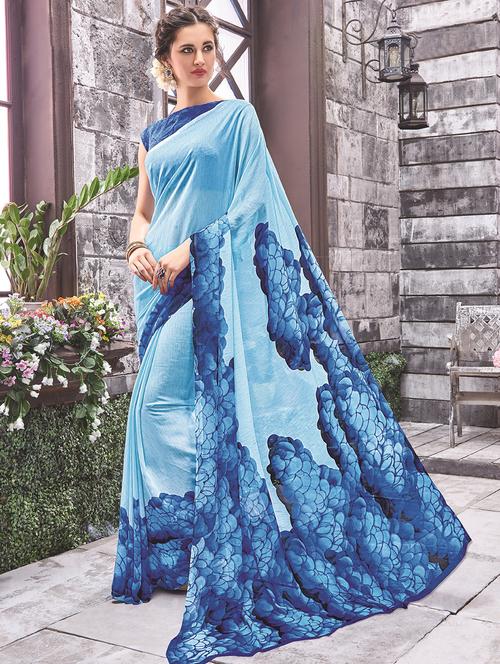 abstract printed saree with blouse - 16486574 - Standard Image - 1
