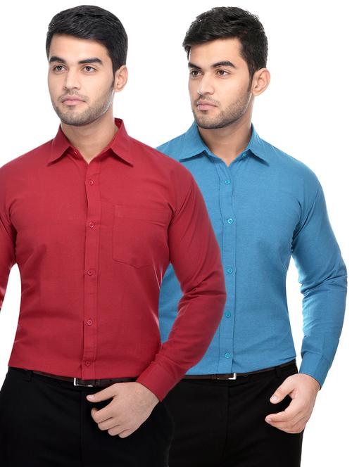 red and blue khadi combo shirts - 16486750 - Standard Image - 1