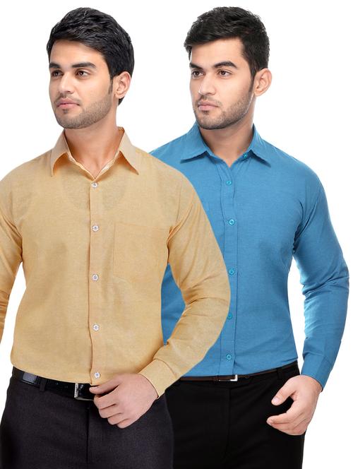 blue and beige khadi combo shirts - 16486751 - Standard Image - 1