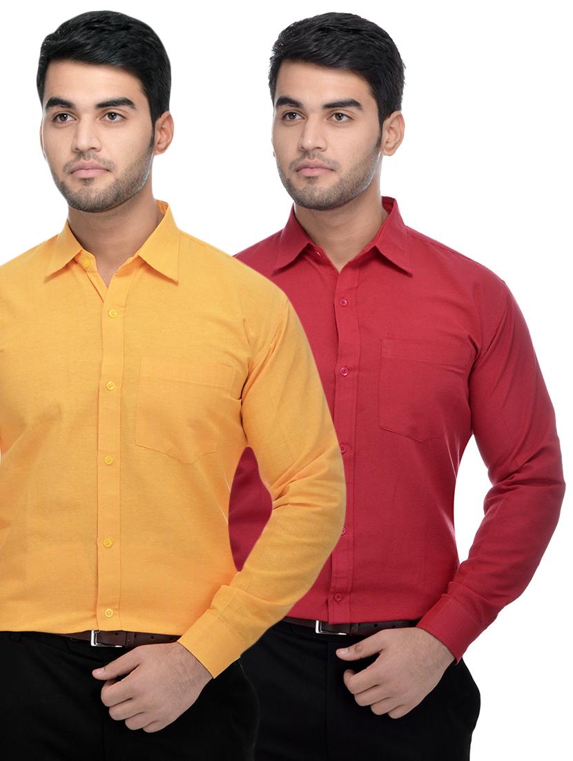 yellow and red khadi combo shirts - 16486767 - Zoom Image - 1