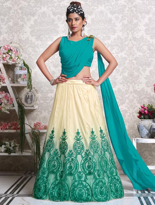 embroidered flared lehenga - 16489169 - Very Small Image - 1