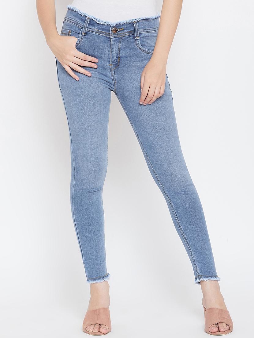frayed detail high rise jeans - 16489176 - Zoom Image - 1