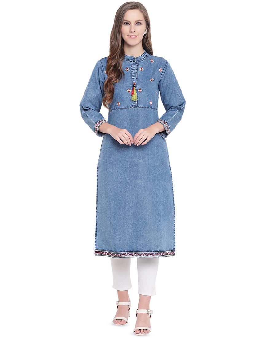 embroidered straight kurta - 16489739 - Zoom Image - 1