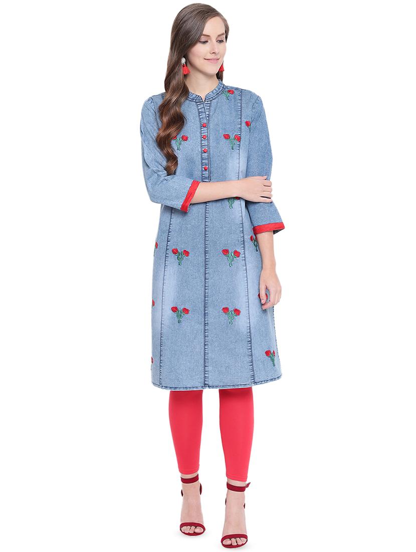 embroidered straight kurta - 16489743 - Zoom Image - 1