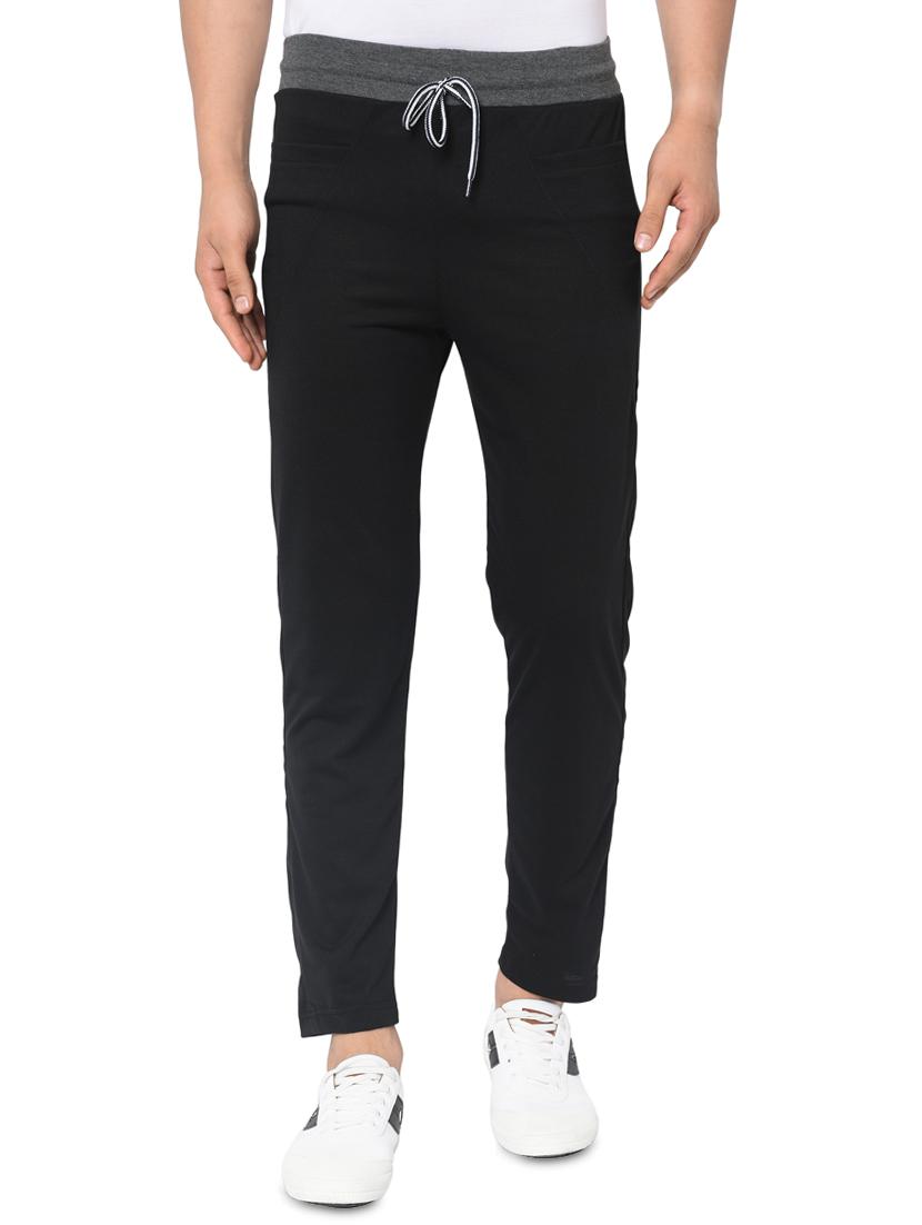 black solid full length track pant - 16489901 - Zoom Image - 1