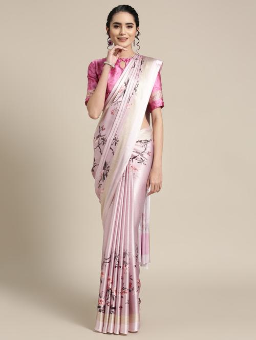 floral printed saree with blouse - 16489965 - Standard Image - 1