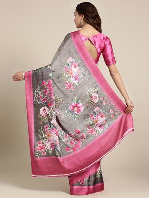 floral printed saree with blouse - 16489967 - Standard Image - 2