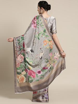 floral printed saree with blouse - 16489970 - Standard Image - 2