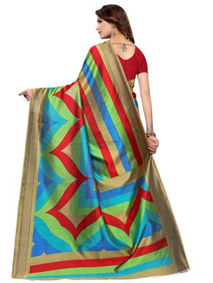 striped printed saree with blouse - 16490066 - Standard Image - 2