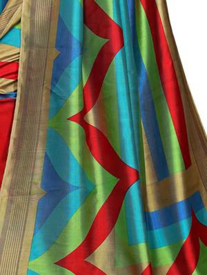 striped printed saree with blouse - 16490066 - Standard Image - 3