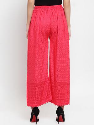 drawstring waist embroidered palazzo - 16490557 - Standard Image - 3