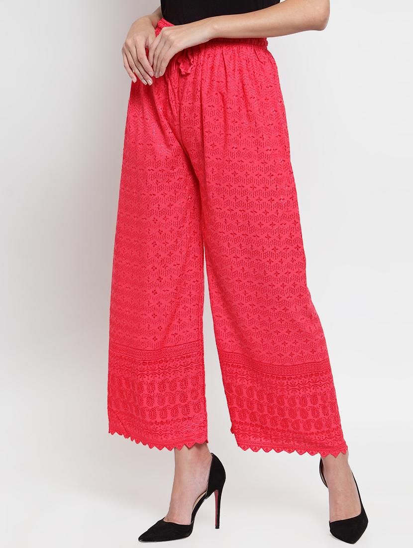drawstring waist embroidered palazzo - 16490557 - Zoom Image - 2