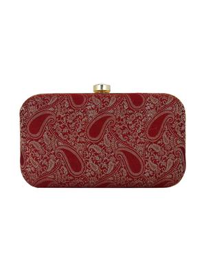 maroon faux silk box clutch - 16491023 - Standard Image - 2