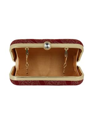 maroon faux silk box clutch - 16491023 - Standard Image - 3