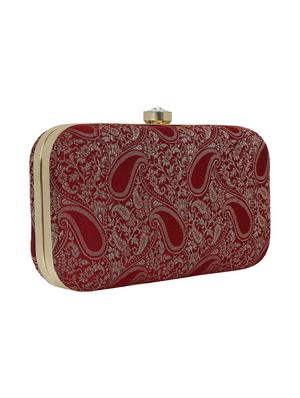 maroon faux silk box clutch - 16491023 - Standard Image - 4