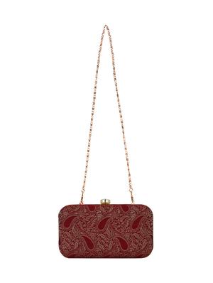 maroon faux silk box clutch - 16491023 - Standard Image - 5