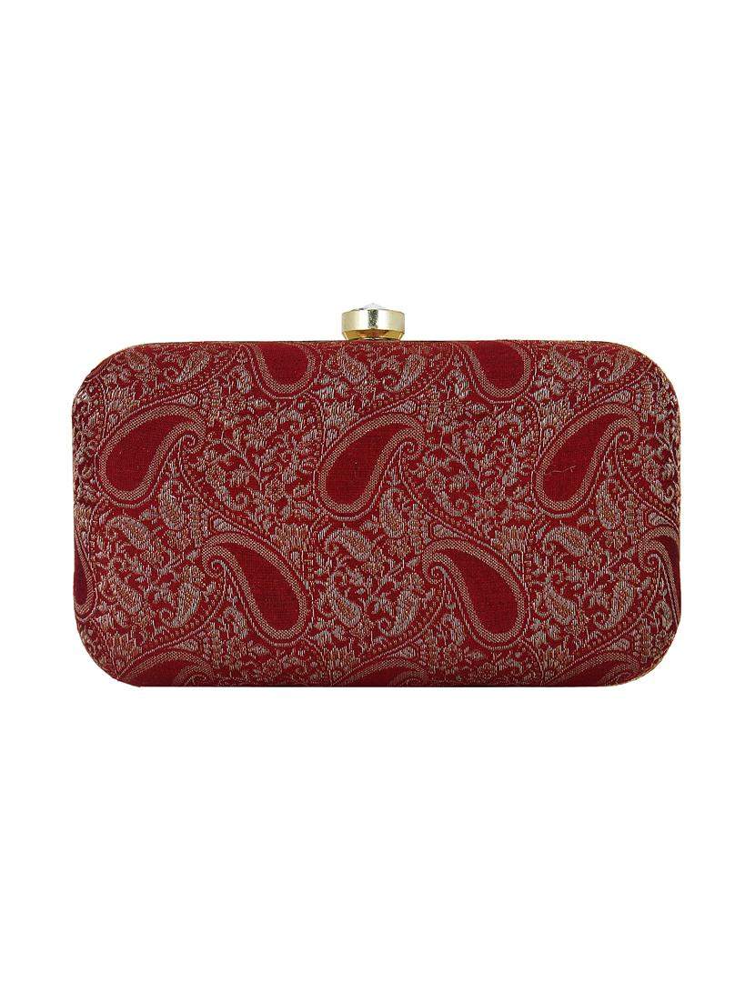 maroon faux silk box clutch - 16491023 - Zoom Image - 2