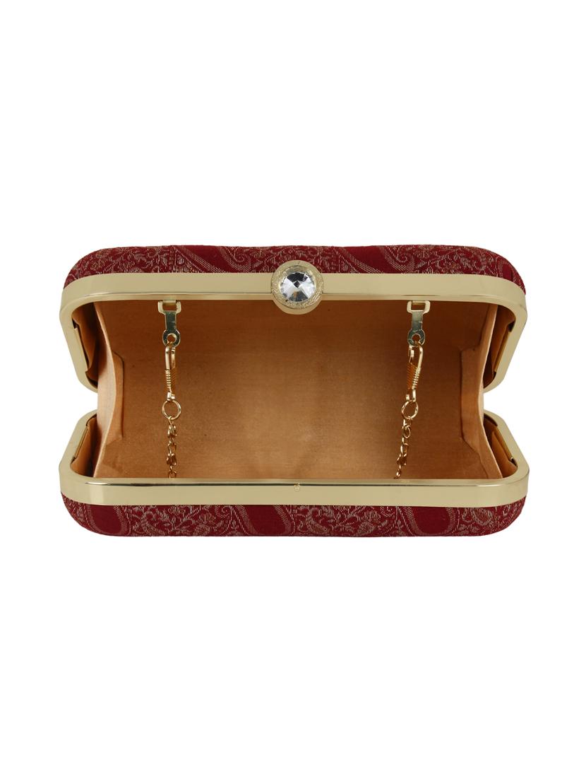 maroon faux silk box clutch - 16491023 - Zoom Image - 3