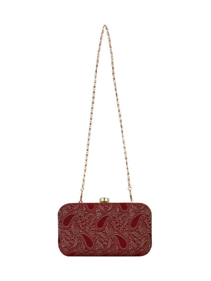 maroon faux silk box clutch - 16491023 - Zoom Image - 5