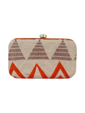 beige cotton box clutch - 16491028 - Standard Image - 2