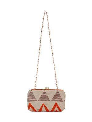 beige cotton box clutch - 16491028 - Standard Image - 5