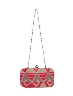 pink cotton box clutch - 16491031 - Standard Image - 5