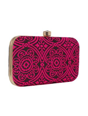 black cotton polyester blend box clutch - 16491032 - Standard Image - 4