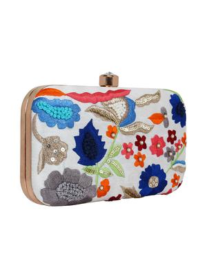 white faux silk box clutch - 16491042 - Standard Image - 4